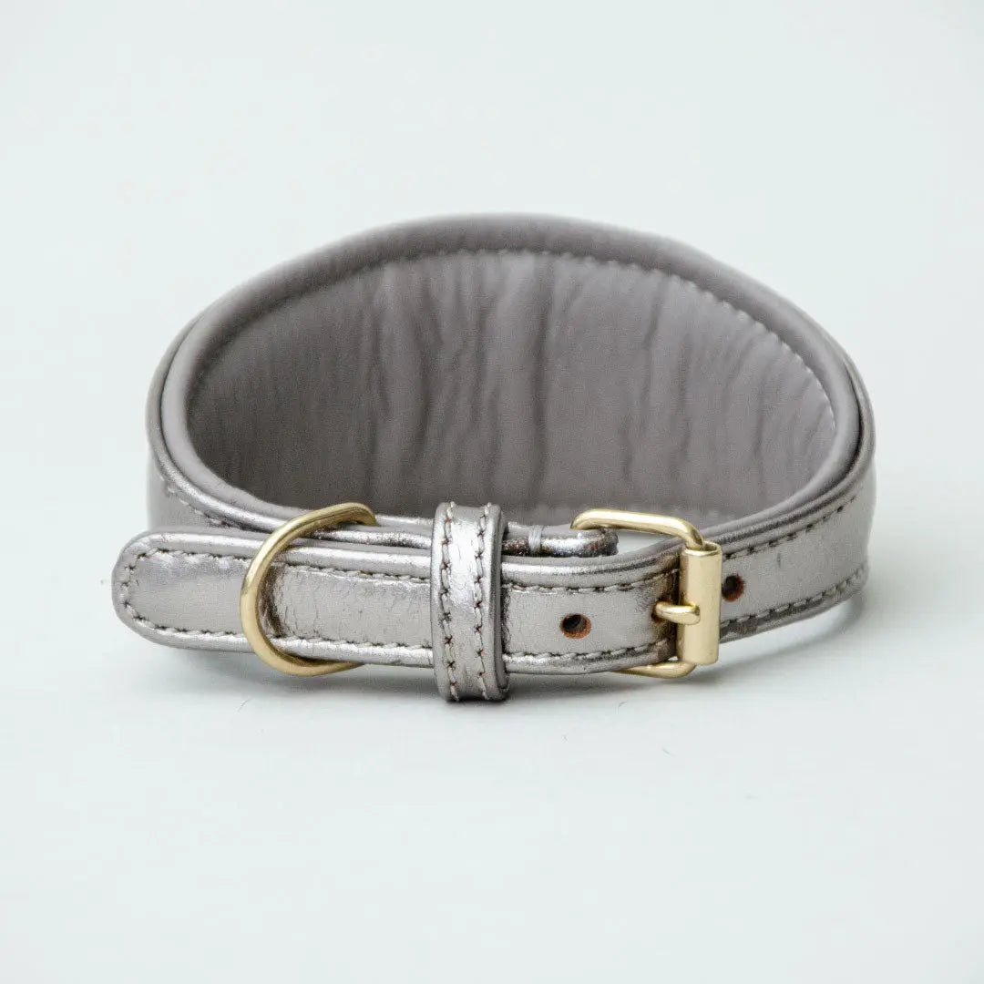 Lederhalsband Für Windhunde & Podencos – Schwarz, Verstellbar 40-49 Cm, Gepolstert, Robust – Perfekt Für Greyhound & ähnliche Rassen