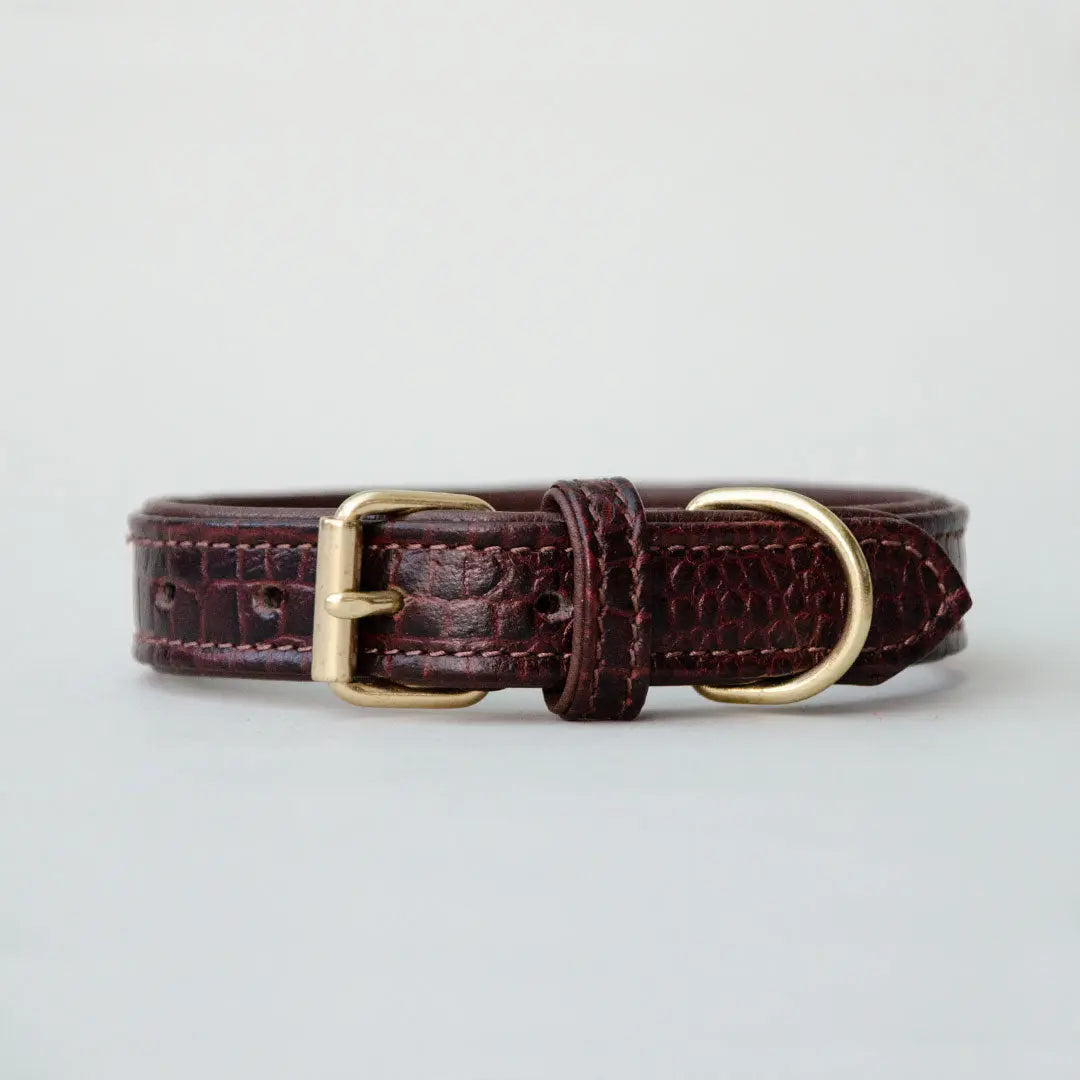 Gepolstertes Lederhalsband "Croco" 4legs.de