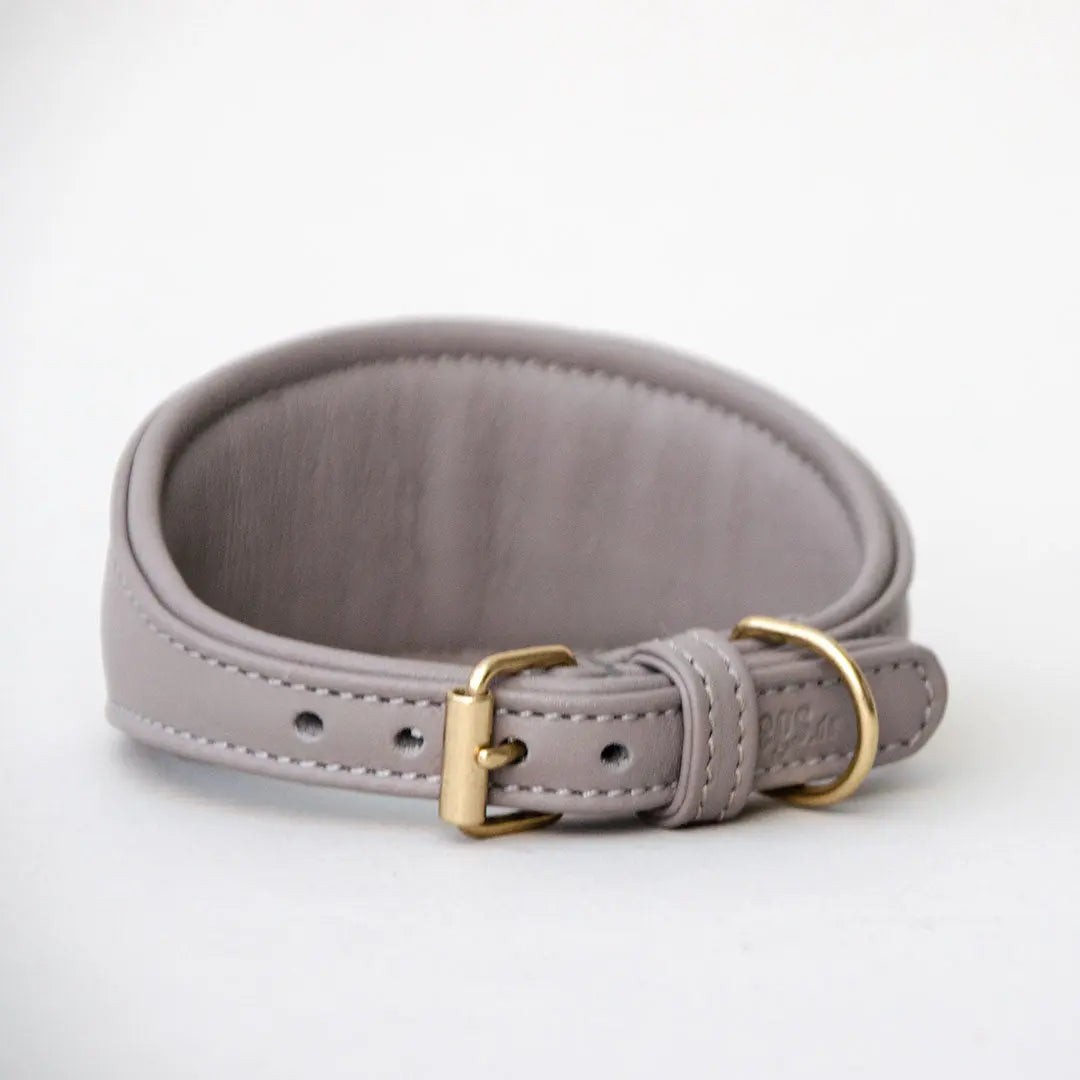 Halsband aus Nappaleder für Windhunde - "Nappa Greyhound" - grau 4legs.de