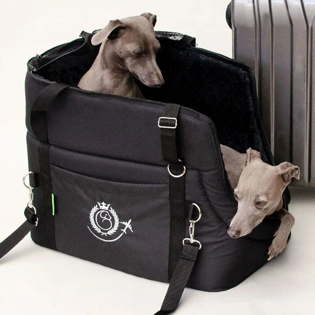 Hundeflugtasche "AIR XL-LONG" Lunch & Dinner - black 4legs.de