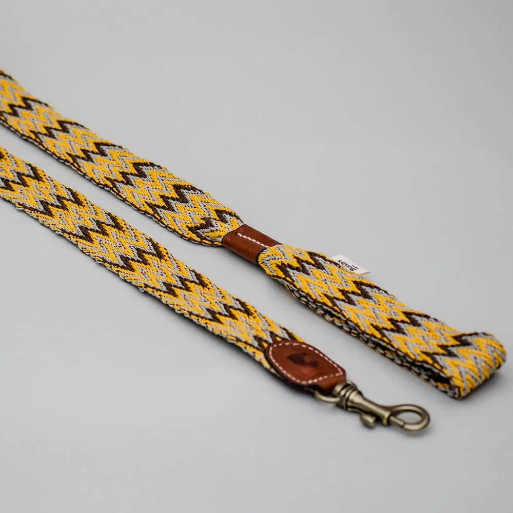 Hundeleine im Boho-Style - "Yellow zikzag leash" - Buddys 4legs.de