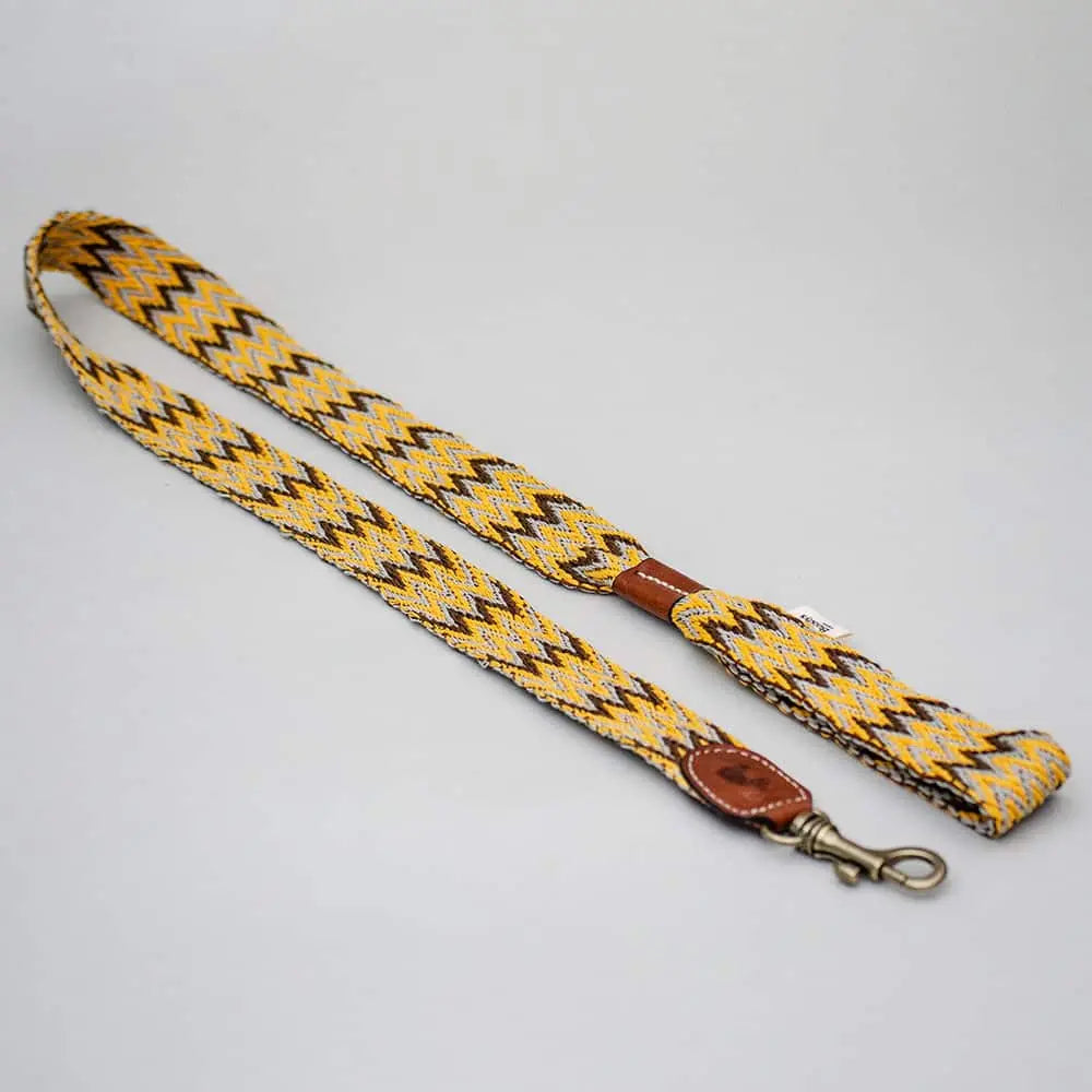 Hundeleine im Boho-Style - "Yellow zikzag leash" - Buddys 4legs.de