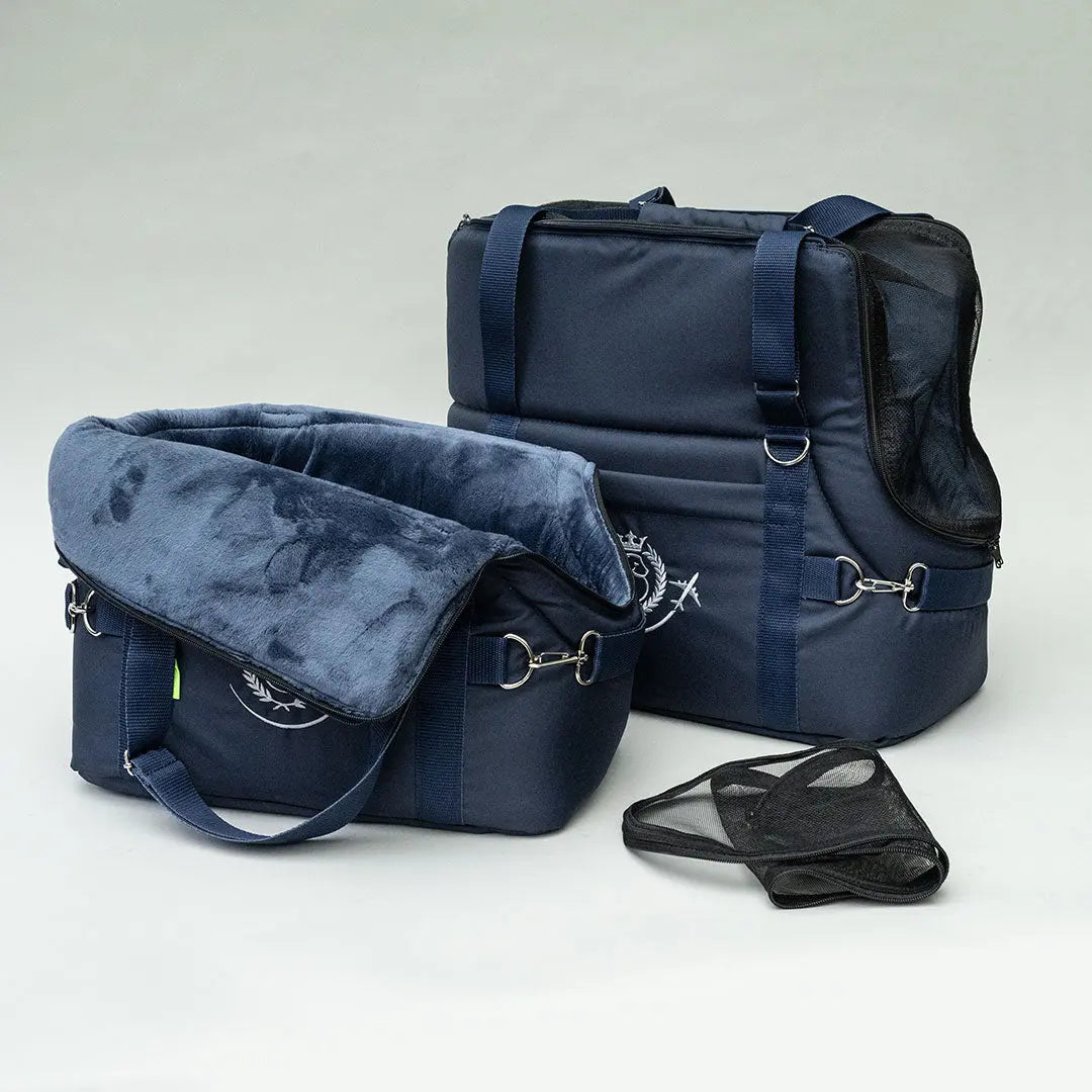 Hundetasche fürs Flugzeug "AIR" Lunch & Dinner - Navy 4legs.de