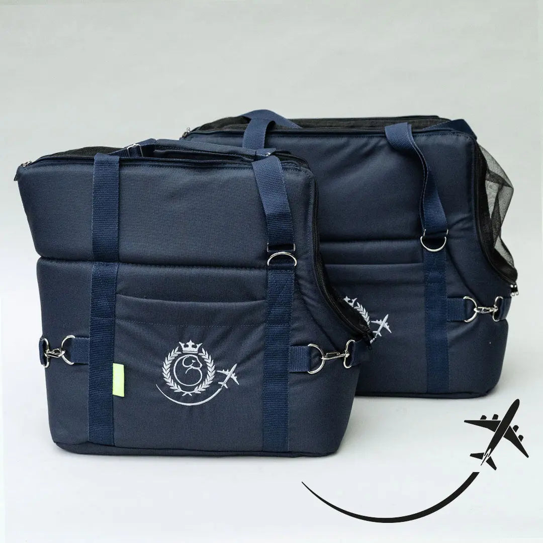 Hundetasche fürs Flugzeug "AIR" Lunch & Dinner - Navy 4legs.de