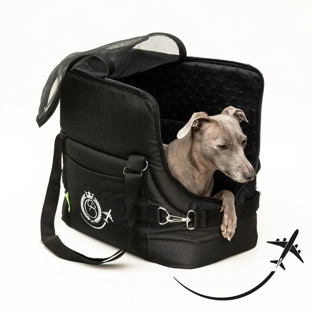 Hundetasche fürs Flugzeug "AIR" Lunch & Dinner - black 4legs.de