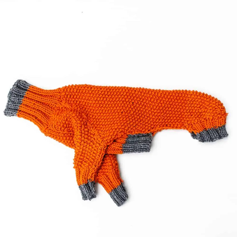 Merino Hundepulli-handgestrickt-orange-M 4legs.de