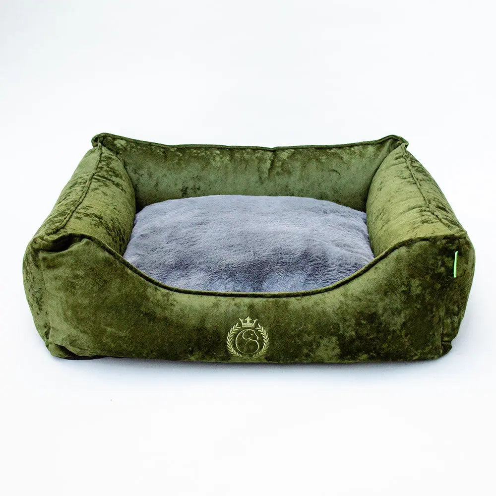 „Velvet Vintage Canapé“ - das Luxushundebett in oliv 4legs.de