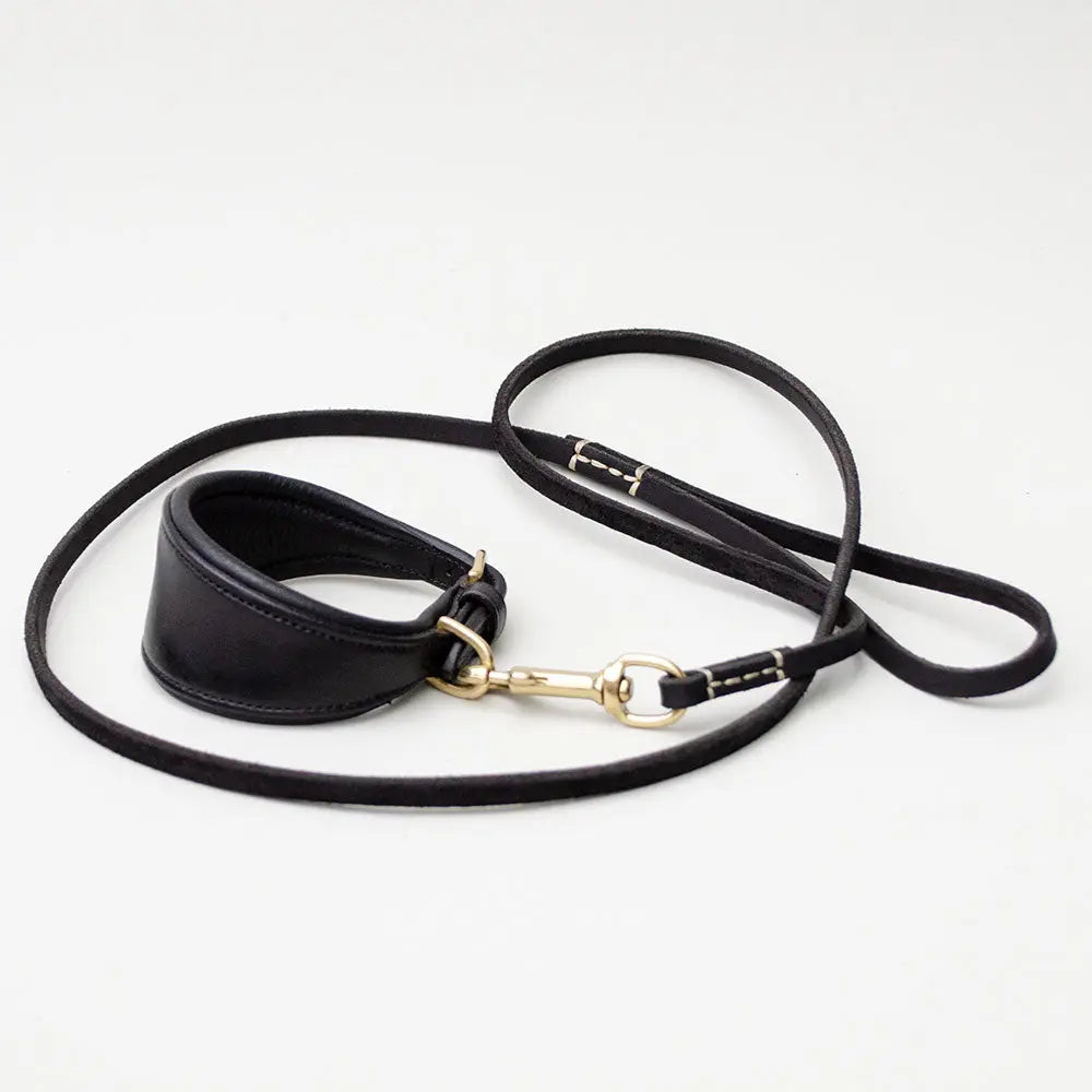 Windhund Halsband aus Leder - "Greyhound black" 4legs.de